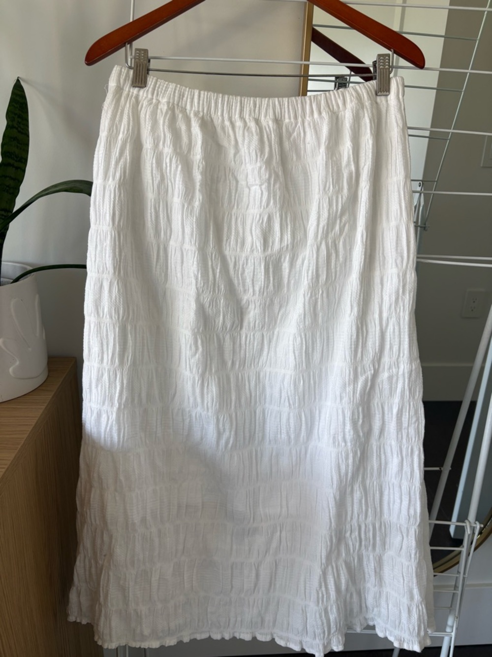 White Textured Midi Skirt - Winners